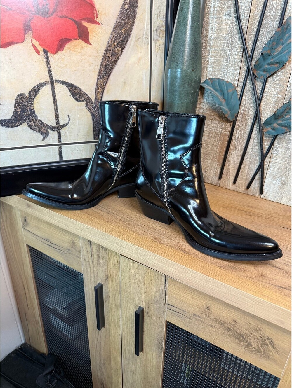 Calvin Klein Jeans Black Leather Ankle Boots Women's Size 9